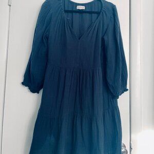 Velvet by Graham & Spencer Dark Teal Blue Gauze Tiered Dress (Size S)